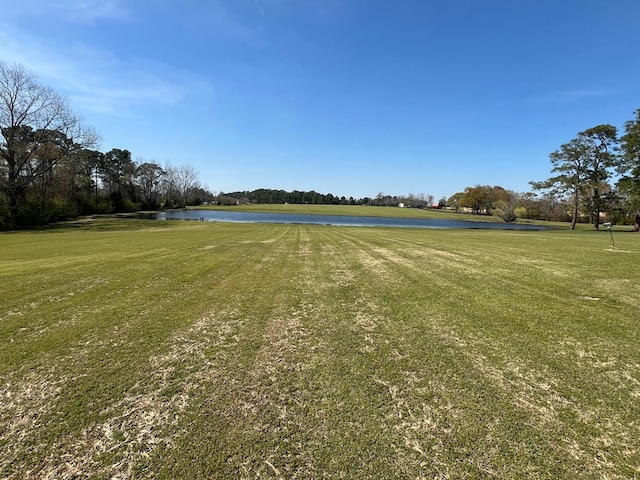 view of yard with a water view