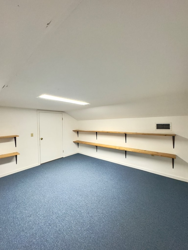 finished basement with carpet flooring and visible vents