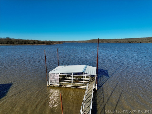 dock area featuring a water view