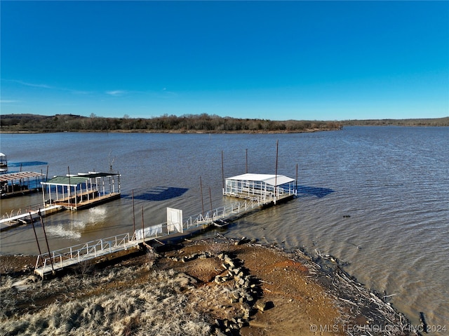 view of dock featuring a water view