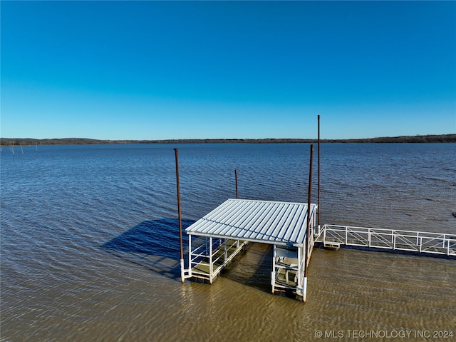 view of dock featuring a water view