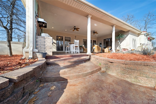 view of patio / terrace with ceiling fan