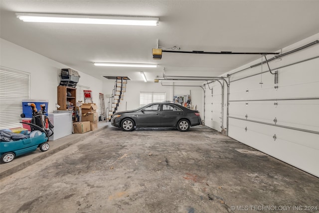 garage with a garage door opener