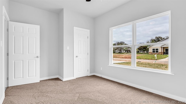 unfurnished bedroom featuring light colored carpet