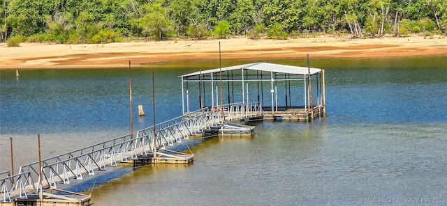 view of dock featuring a water view