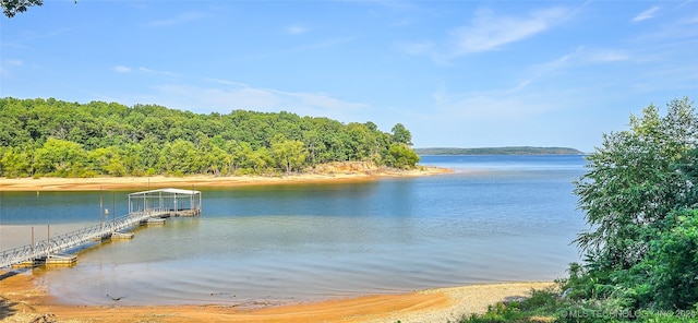 view of dock featuring a water view