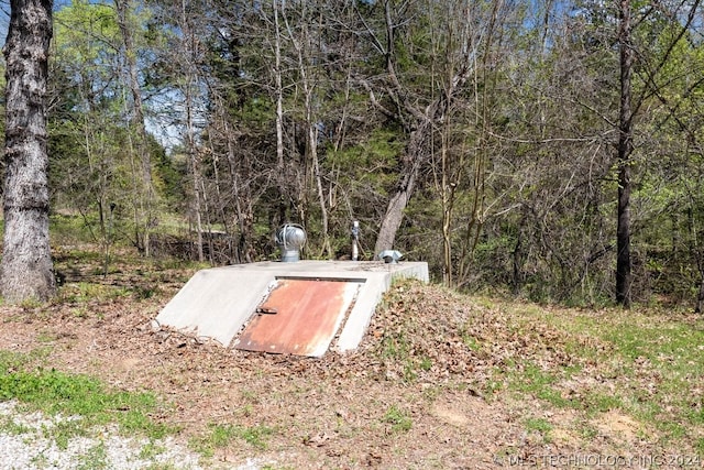 view of entry to storm shelter