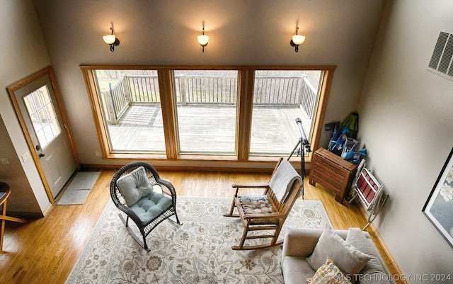 living room with light wood-type flooring