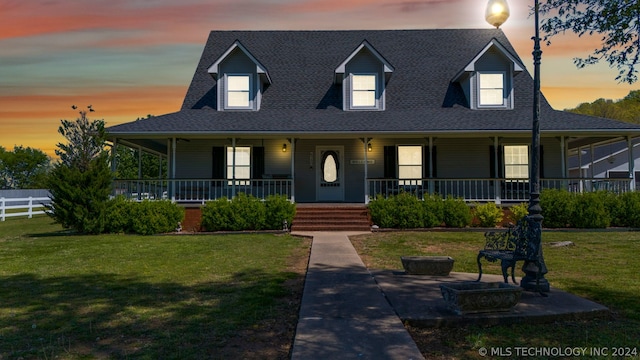 view of front facade featuring a yard and a porch