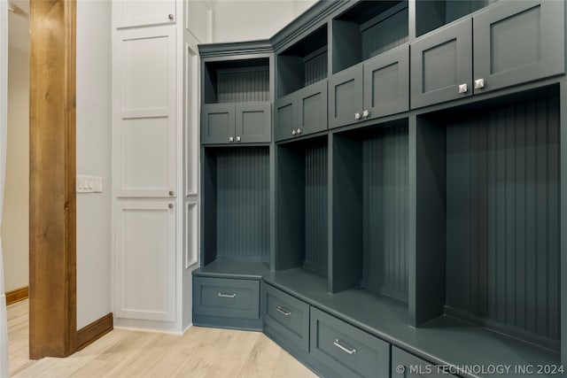 mudroom featuring light wood-type flooring