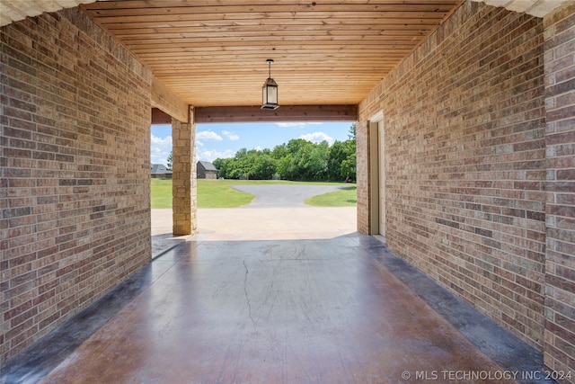 garage with wood ceiling