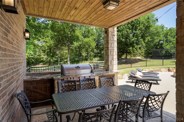 view of patio / terrace featuring an outdoor kitchen