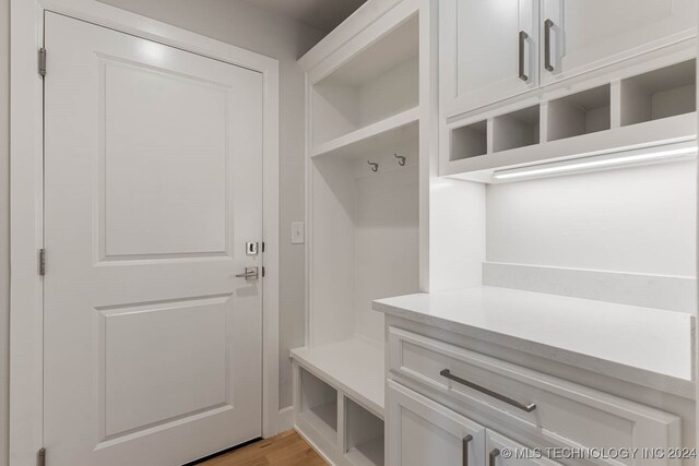 mudroom featuring light hardwood / wood-style flooring