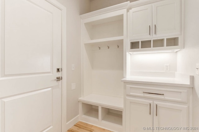 mudroom featuring light wood-type flooring