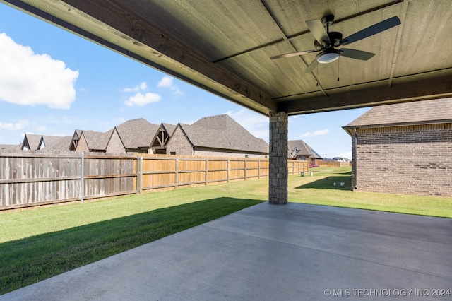 view of patio with ceiling fan