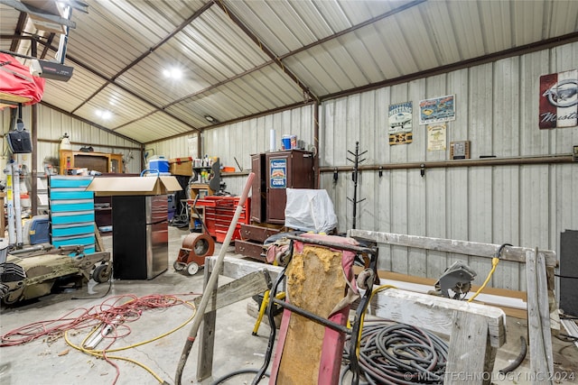 garage with a garage door opener