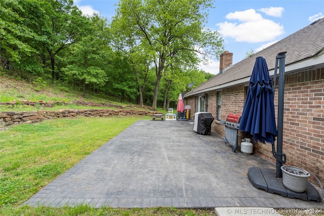 view of patio / terrace featuring a grill