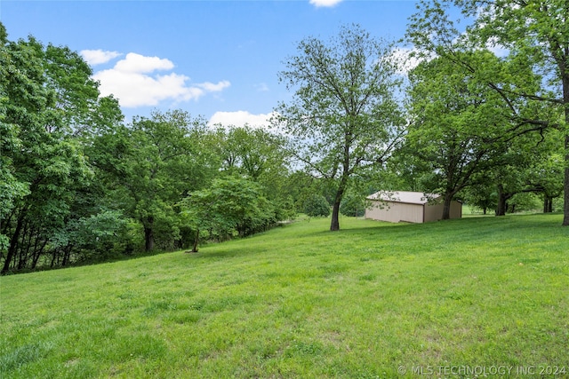 view of yard with an outdoor structure