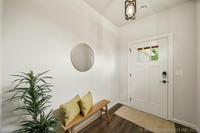 entryway with dark wood-type flooring