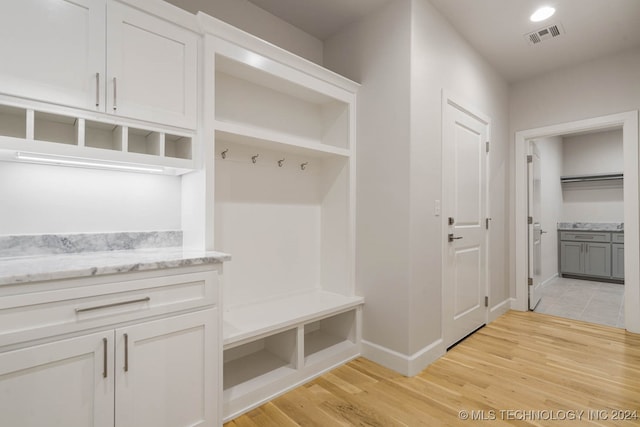 mudroom featuring light wood-type flooring