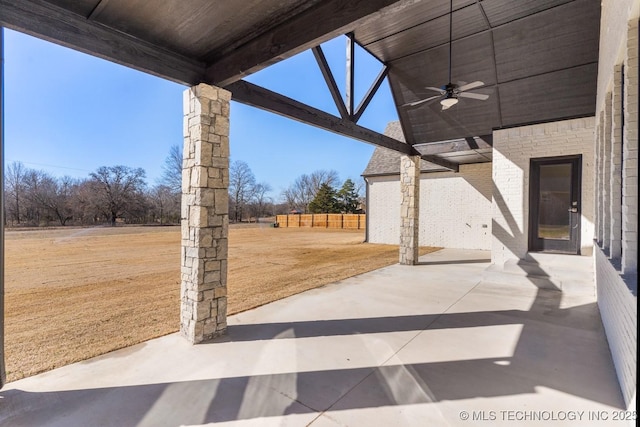 view of patio / terrace featuring ceiling fan