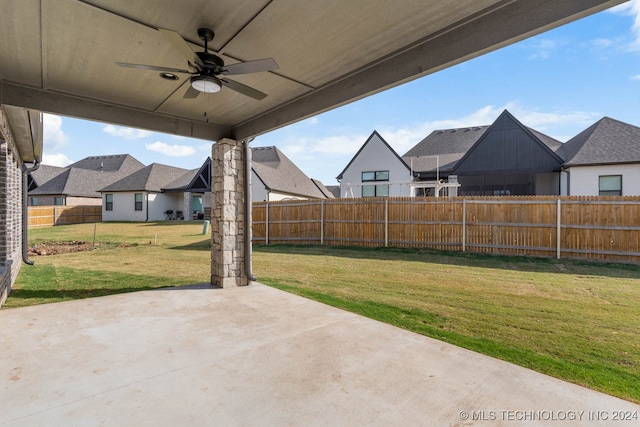 view of patio / terrace featuring ceiling fan