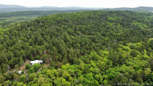 drone / aerial view featuring a mountain view