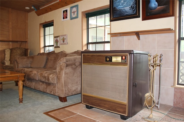 view of tiled living room