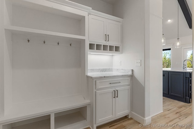 mudroom featuring light wood-type flooring