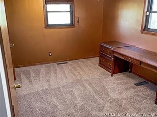 unfurnished office with carpet flooring