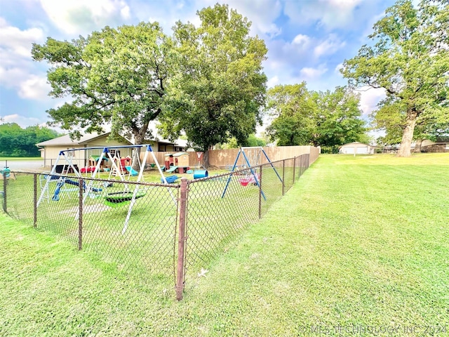 view of yard featuring a playground