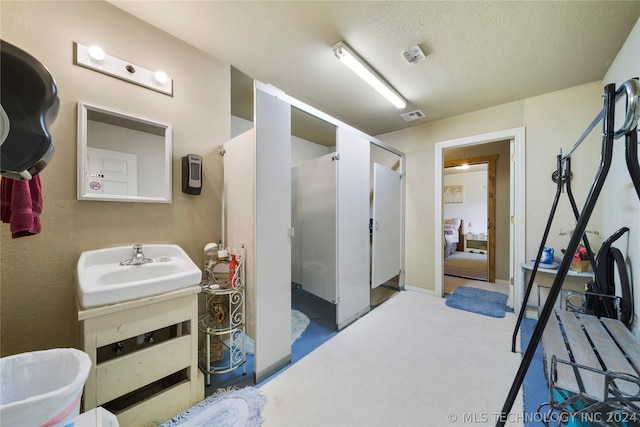 bathroom featuring sink and a textured ceiling