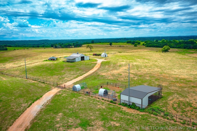 aerial view with a rural view