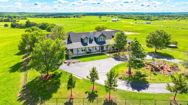 bird's eye view with a rural view