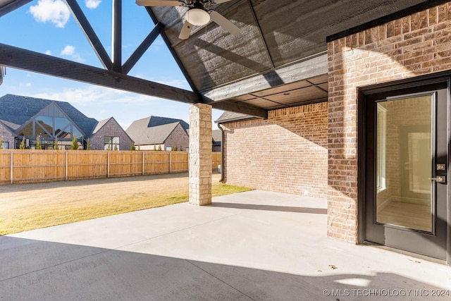 view of patio / terrace featuring ceiling fan