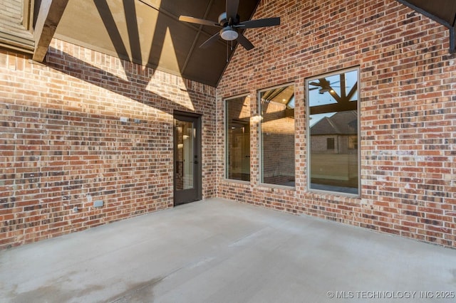 view of patio with a ceiling fan