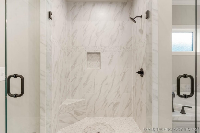 bathroom featuring a shower stall