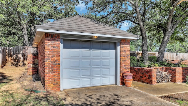 view of garage