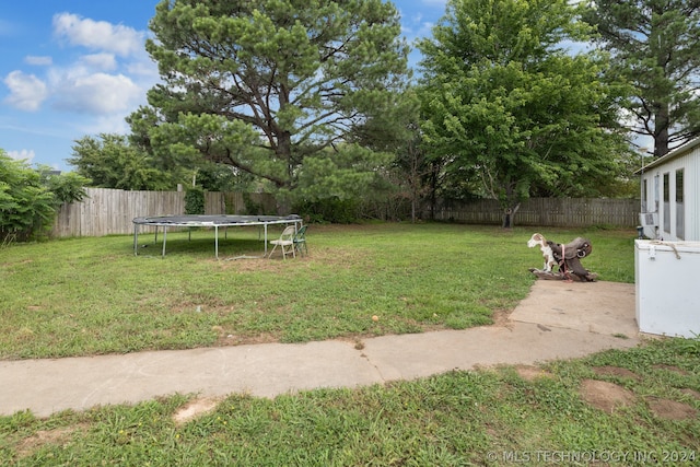 view of yard with a trampoline