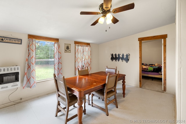 dining room featuring ceiling fan and light tile floors