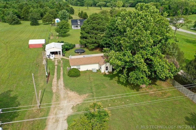 drone / aerial view featuring a rural view