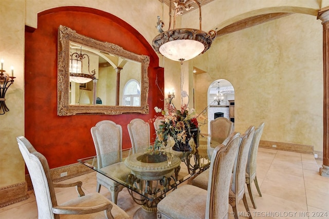 view of tiled dining room