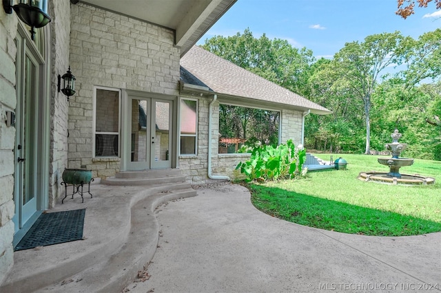 view of patio / terrace featuring french doors