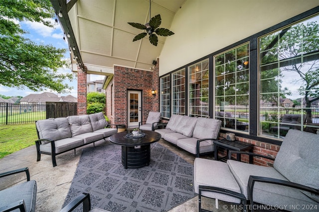 view of patio / terrace featuring outdoor lounge area and ceiling fan