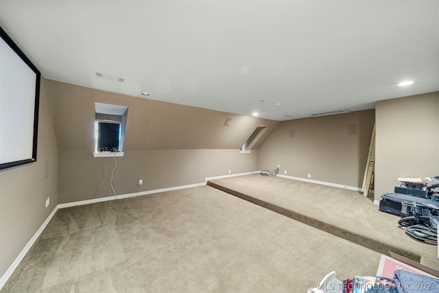 basement featuring carpet flooring