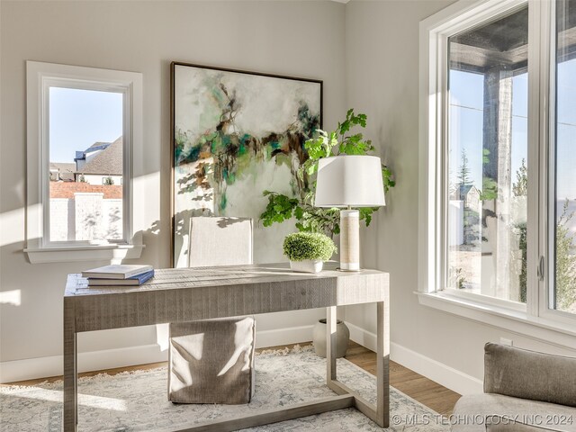 interior space with hardwood / wood-style flooring