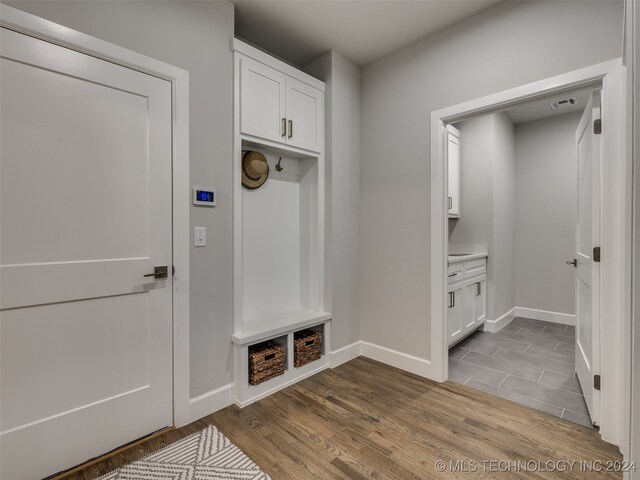 mudroom featuring hardwood / wood-style floors