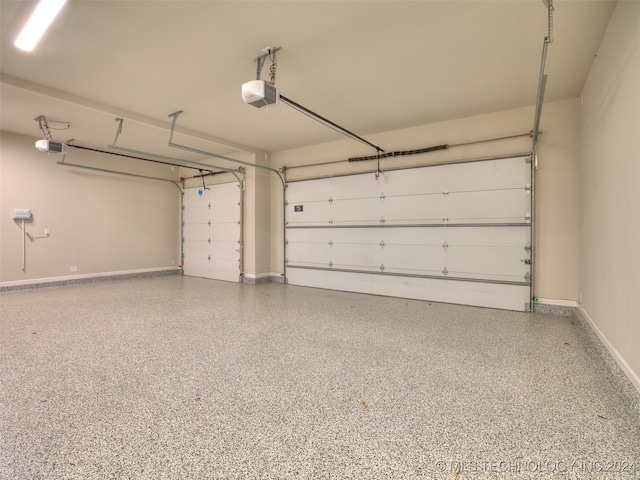 garage with a garage door opener