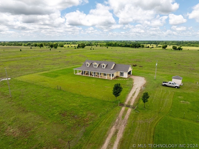 drone / aerial view with a rural view