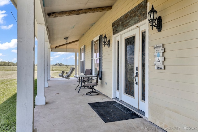 view of patio with a porch